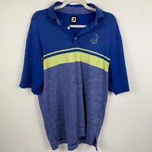 FootJoy Mens Pinehurst 1895 Golf Polo Shirt‎ Blue Lime Green Space Dye L-XL